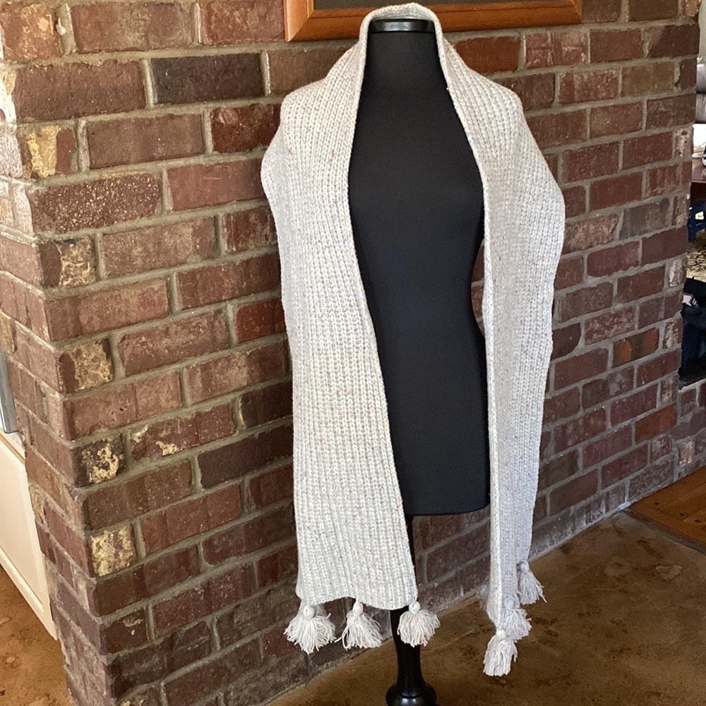 J. Crew grey multicolored wide woven wool knit sweater scarf‎ wrap